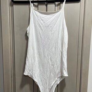 NWT White Ribbed Strappy Bodysuit
